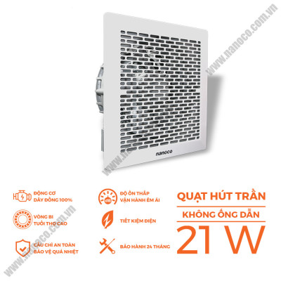 Quạt Thông Gió  Âm Trần Không Ống Dẫn Nanoco NCV2020 - Hàng Chính Hãng
