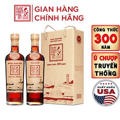 Đặc Sản Bình Thuận  - Cặp 2 Chai Nước Mắm Tĩn Cá Cơm Than Nhãn Đỏ 40N (500Ml/Chai) - Ocop 4 Sao
