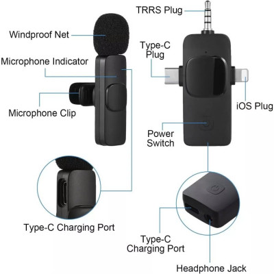 Micro Thu Âm Cài Áo Không Dây 2 Mic 3 Trong 1 Cho Điện Thoại (Android Cổng Type C – Iphone IOS Cổng Lightningg) Máy Tính Bảng PC Laptop Máy Ảnh (Jack 3.5) Loa Smartphone Lọc Tiếng Ồn Xa 20m Quay Video Tiktok Livestream Review Vlog Youtube – Hàng Nhập Khẩu