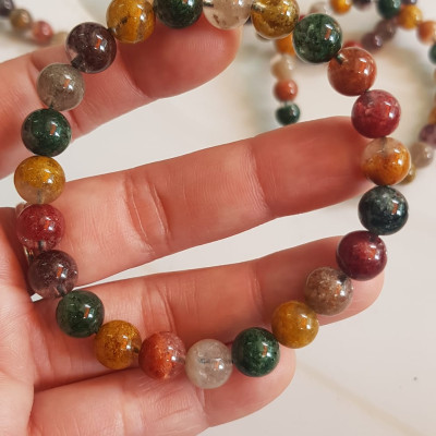 Vòng tay phong thuỷ may mắn đá Thạch anh Ưu linh đa sắc Size hạt 8mm đá Ưu linh đẹp sang trọng của đá thạch anh tự nhiên đa sắc giúp xua tan mệt mỏi, đem đến năng lượng tích cực may mắn tài lộc cho gia chủ ,tăng sự quyến rũ sang trọng cho phái đẹp ạ