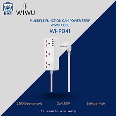 Ổ cắm điện đa năng hàng chính hãng WiWU Cube 30W 3A 1C và 3 ổ cắm GaN Wi-S005: Tương thích đa dạng chân cắm, có công tắc an toàn