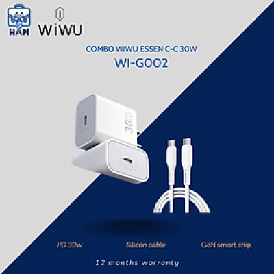 Combo sạc Type-C 30W hàng chính hãng WiWU Essen Wi-G008. Sạc nhanh kèm cáp sạc thích hợp dùng hàng ngày