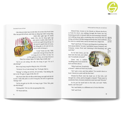 Trọn bộ 4 cuốn sách Gấu Pooh Xinh Xắn - Winnie The Pooh (A.A.Milne) bản Song ngữ có Audio giúp bé học tiếng Anh