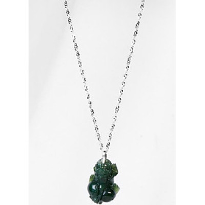 Dây Chuyền Bạc Mặt Tỳ Hưu Ngọc Bích Lớn Ngọc Quý Gemstones