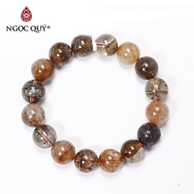Vòng tay trơn đá thạch anh tóc đa sắc size hạt 12mm - Ngọc Quý Gemstones