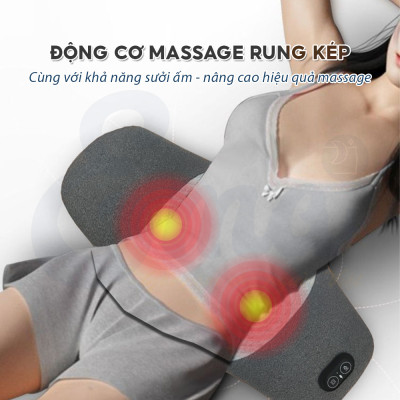 Đệm kê lưng chống thoát vị đĩa đệm EMA tích hợp massage rung & chườm nóng, gối kê lưng giảm đau lưng, tăng tuần hoàn máu