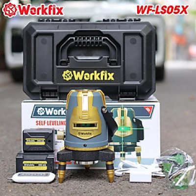Có Remote + Xoay 360 Độ] Máy Cân Bằng Laser 5 Tia Xanh Workfix WF-LS05X - 2 Pin 3000mAh, 6000mAh - Đèn Led Siêu Sáng - Bảo Hành 6 Tháng
