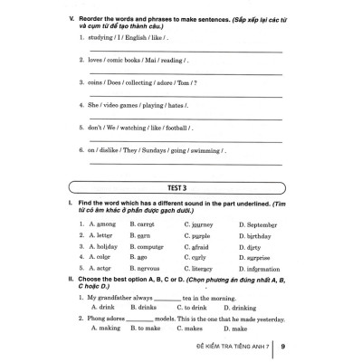 SÁCH - đề kiểm tra tiếng anh 7 (dùng kèm sách giáo khoa kết nối)-HA-MK