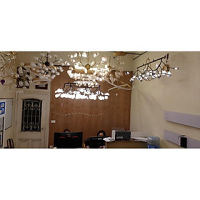 Đèn thả bàn ăn tô điểm hera lá khói- đang sở hữu bóng led g4 DT