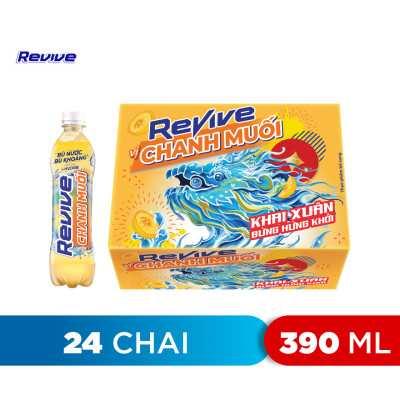 Thùng 24 Chai Nước Giải Khát Revive Chanh Muối (390ml/Chai)