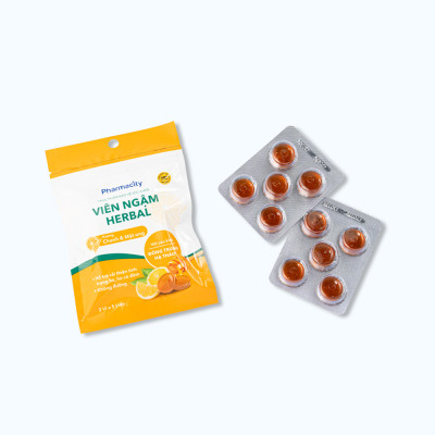 Viên Ngậm Pharmacity Herbal Lozenges Hương Chanh & Mật Ong Hỗ Trợ Tình Trạng Ho, Ho Có Đờm (2 vỉ x 5 viên)