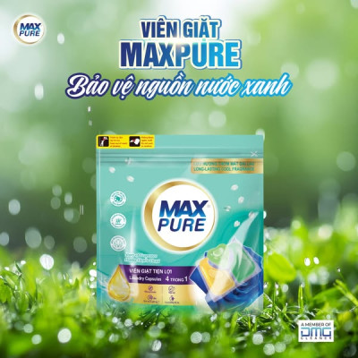 Túi viên giặt Maxpure Hương Huyền Thoại 30v tặng vỉ viên treo bồn cầu Evershine hương Chanh