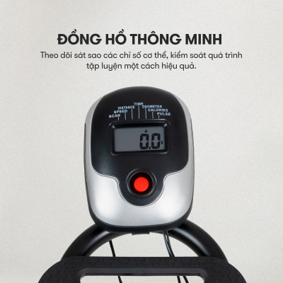 Xe đạp tập KINGSPORT Stronger E-09 bánh đà 6kg, kháng lực từ tính êm ái, tích hợp đồng hồ đo lường chỉ số, cân nặng phù hợp từ 80-85kg