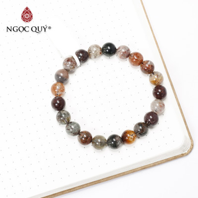 Vòng tay trơn đá thạch anh ưu linh đa sắc size hạt 9mm - Ngọc Quý Gemstones