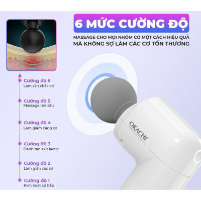 Súng massage cầm tay OKACHI JP-G3 có đầu nóng màu trắng