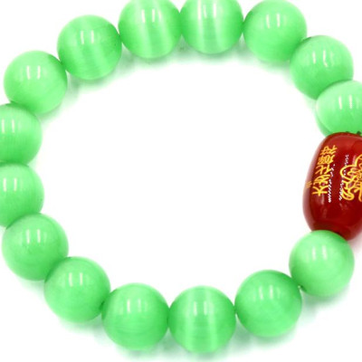 Chuỗi tay đá mắt mèo xanh 12 ly Thái tuế phù DTTH36