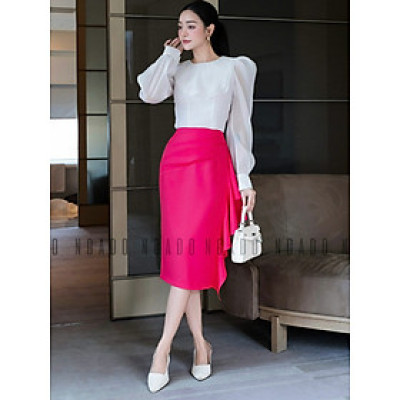 Chân váy hồng sen xếp ly NGADO , chân váy Nữ , chân váy kiểu