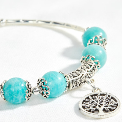 Vòng amazonite phối charm cây bạc Ngọc Quý GemStone