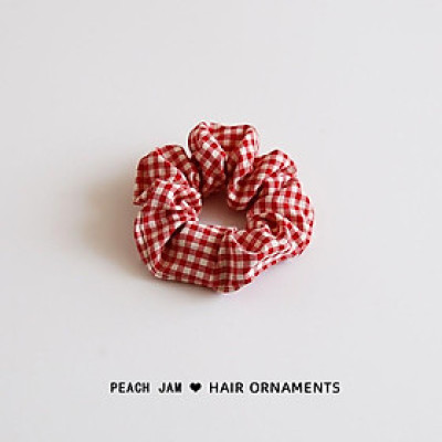 Buộc tóc voan scrunchies kẻ caro