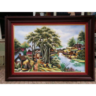 Tranh đá tự nhiên - Làng Quê Bắc Bộ