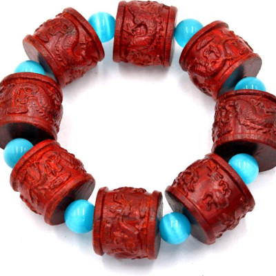 Vòng tay chuỗi hạt rồng gỗ trắc đỏ TRDTM2