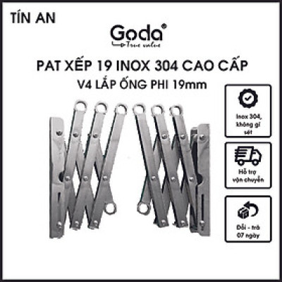 [CHÍNH HÃNG] Pat xếp gắn tường 19mm và 22mm inox 304 cao cấp loại mới (không bao gồm ống inox) - Bào hành 36 tháng