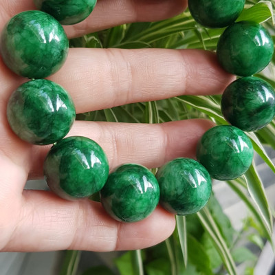 ️Vòng Tay Nam Đá Cẩm Thạch Xanh lá Size lớn hạt 18mm bóng đẹp hợp Các Anh Mệnh Mộc mệnh Hỏa đeo là một món trang sức tuyệt vời cho các quý ông ạ