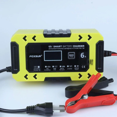 Bộ Sạc Ắc Quy FOXSUR 12V Hàng Nhật – Sạc Thông Minh 10 Giai Đoạn, Khử Sunfat, Tự Động Ngắt Cho Ắc Quy 4AH - 120AH