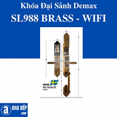 Khóa Đại Sảnh Biệt Thự Demax SL988 GB BRASS - APP WIFI. Hàng Chính Hãng