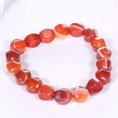 Vòng tay Đá mã não (Agate) đỏ viên lục giác 9x10mm mệnh hỏa, thổ - Ngọc Quý Gemstones