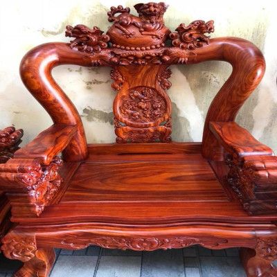 Bộ bàn ghế Tam Sư Nghê Ba Đầu gỗ Hương Đá