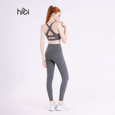Set đồ tập yoga gym Hibi Sports H152 áo bra phối V, lưng xoắn nơ, kèm mút ngực