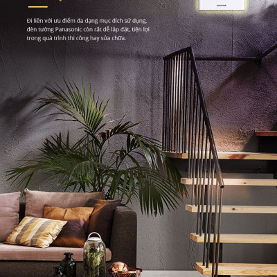 Đèn gắn tường Panasonic HHBQ1004B88, Ánh sáng vàng 3000K, trang trí, thắp sáng lối đi cầu thang, hành lang