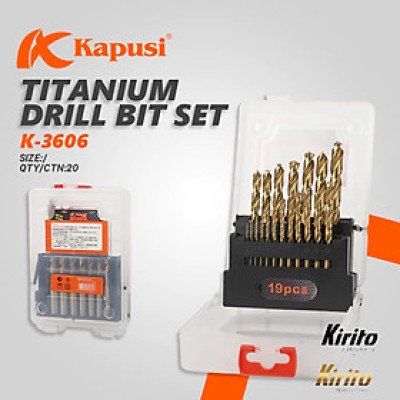 Bộ Mũi khoan kim loại thép gió hãng Kapusi Nhật Bản bộ 19 cái từ 1mm đến 10mm