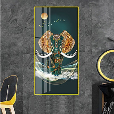Tranh Treo Tường Tráng Gương PVC-TT Họa Tiết Voi Phong Thùy Mang Biểu Tượng Hòa Thuận, Êm Ấm Cho Gia Đình