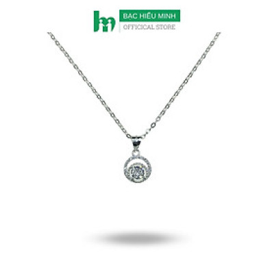Dây Chuyền Bạc Nữ Mặt Đá Tròn Đính Đá Bạc Hiểu Minh DMD547