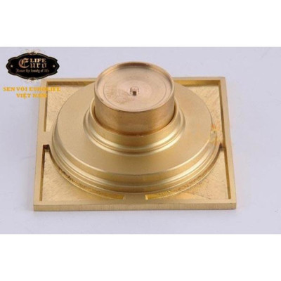 Hố ga thoát sàn Đồng hoa văn 10x10cm Eurolife EL-HG09 (Vàng Đồng)