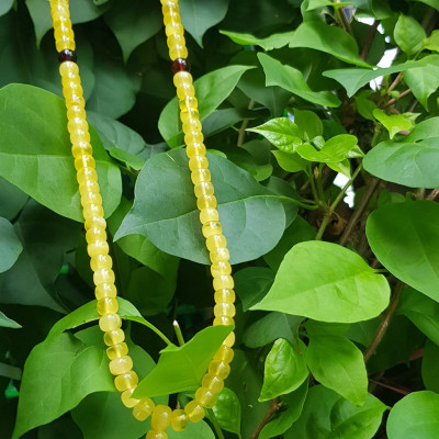 Sợi Dây Chuỗi Đeo Cổ Hổ Phách Bánh Xe Vàng Anh trang sức phong thủy quý hiếm sang đẹp 7mm 100% qua sự hóa thạch nhựa cây thông cổ đại quý giá và có giá trị cao  Rất hợp mệnh kim, thổ, thủy tốt sức khỏe,may mắn khó có loại đá nào sánh kịp ạ