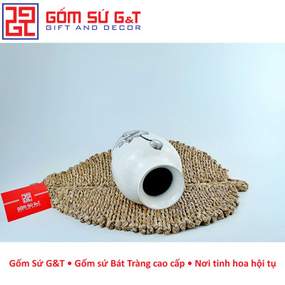 Lọ hoa dáng chân đèn vẽ sen Gốm Sứ G&T