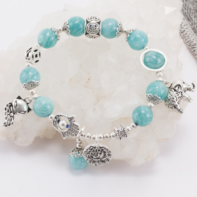 Vòng Đá Amazonite Phối Charm Bạc (9mm) Ngọc Quý Gemstones
