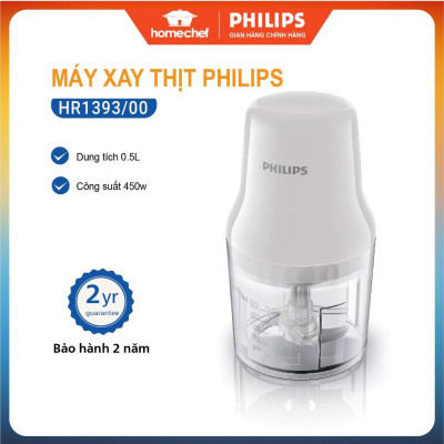 Máy xay thịt, rau củ gia vị Philips HR1393, công suất 450W, bảo hành 2 năm | Hàng chính hãng