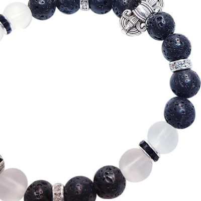 Vòng Tay Nam Mệnh Kim, Thủy Đá Nham Thạch Và Thạch Anh Laliz CM.13