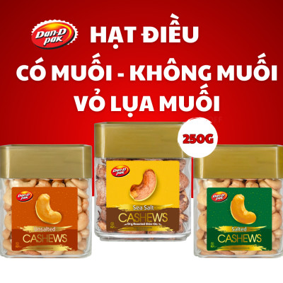 [Quà Tết] Hộp 6 hũ Điều có muối, không muối, vỏ lụa, hạt dẻ cười, thập cẩm fancy có muối, không muối 250g Dan-D Pak