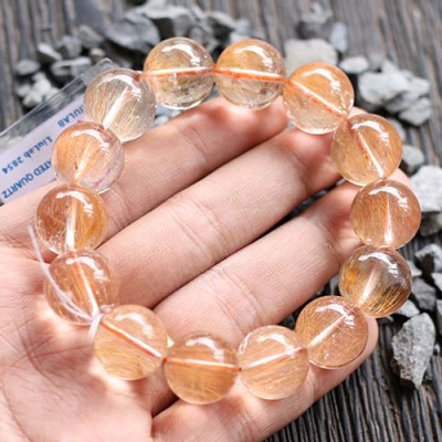 Vòng Thạch Anh Tóc Cam Brazil 16.5mm Ngọc Quý Gemstones VT123
