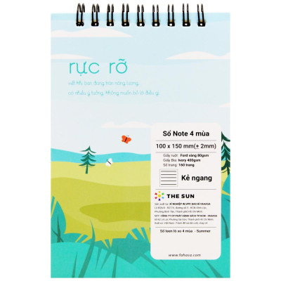 Sổ Lò Xo Note 4 Mùa A6 - Kẻ Ngang - 160 Trang 80gsm - The Sun - Summer