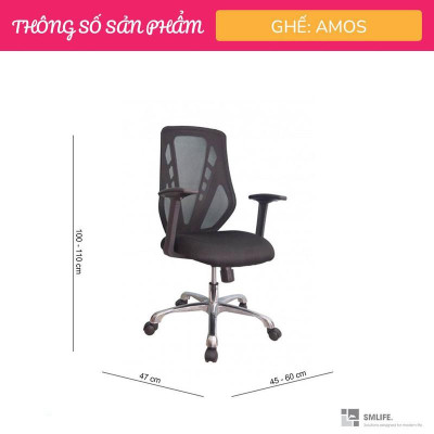 Ghế văn phòng chân xoay lưng lưới SMLIFE Amos
