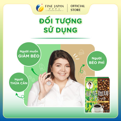Trà cà phê hỗ trợ giảm cân Green tea & Diet coffee FINE JAPAN đẩy nhanh quá trình đốt cháy mỡ thừa hộp 30 gói