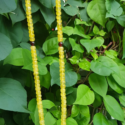 Sợi Dây Chuỗi Đeo Cổ Hổ Phách Bánh Xe Vàng Anh trang sức phong thủy quý hiếm sang đẹp 7mm 100% qua sự hóa thạch nhựa cây thông cổ đại quý giá và có giá trị cao  Rất hợp mệnh kim, thổ, thủy tốt sức khỏe,may mắn khó có loại đá nào sánh kịp ạ