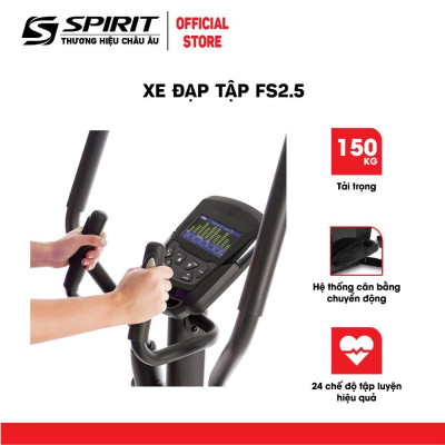 Xe trượt tuyết Spirit FS2.5, cảm biến nhịp tim, thiết kế nhỏ gọn, 24 chế độ tập, bảo hành chính hãng