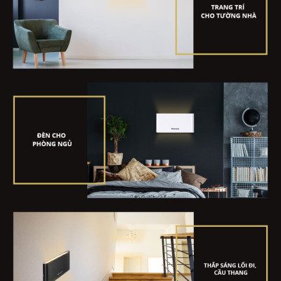 Đèn gắn tường Panasonic HHBQ1004B88, Ánh sáng vàng 3000K, trang trí, thắp sáng lối đi cầu thang, hành lang